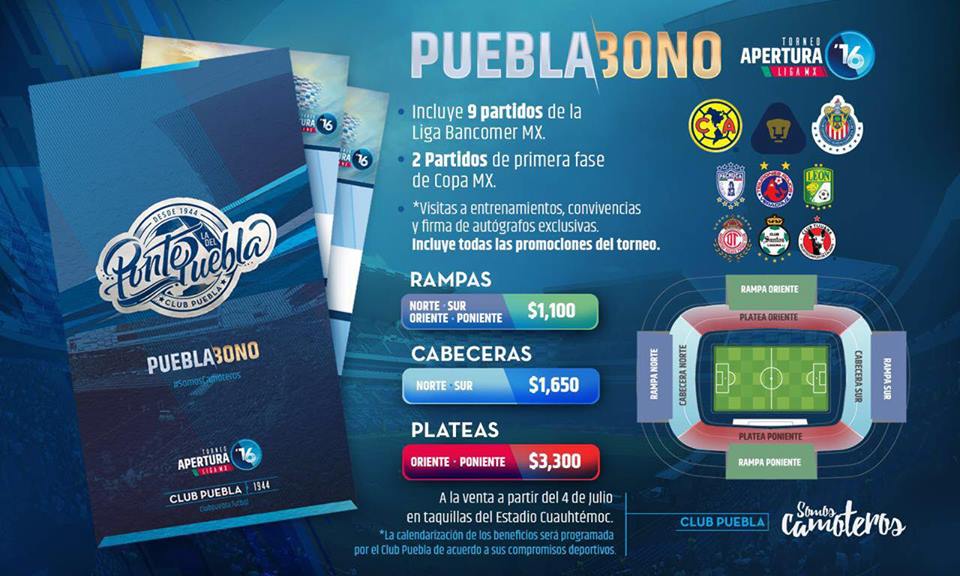 Calendario y PueblaAbono Apertura 2016] Club Puebla | Liga Bancomer MX /  Puebla Expres