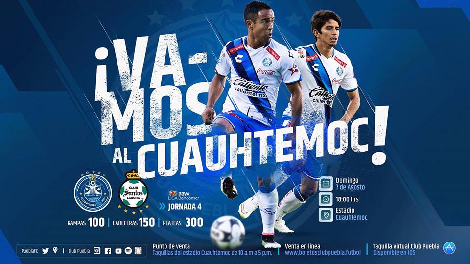 Venta de Boletos) ¡Vamos al Cuauhtémoc! | J4 Club Puebla vs Club Santos  Laguna | Domingo 6pm | Liga Bancomer MX / Puebla Expres